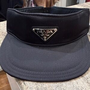 Prada Men's Black Visor Hat